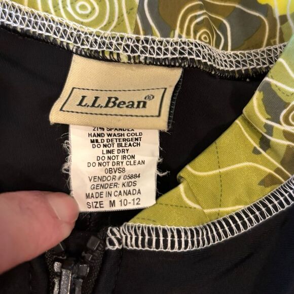 LL Bean Sun and Surf Bodysuit Swimsuit Black And Yellow Boys Size Medium 10-12 - Picture 4 of 6